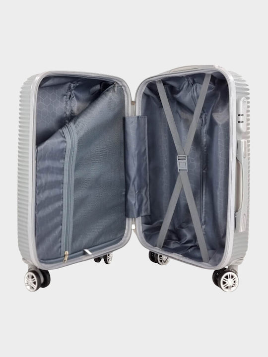 My Choice Cabin Hard Silver Suitcase With 4 Wheels Height 55cm