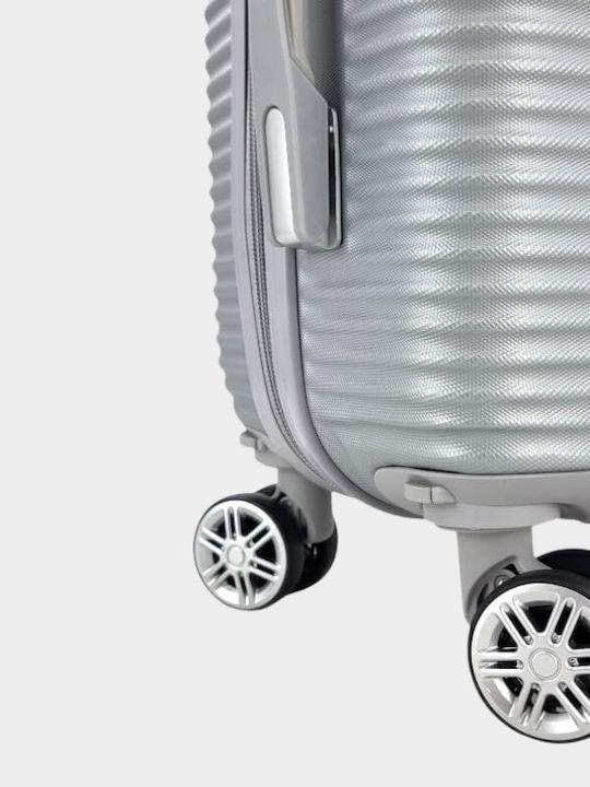 My Choice Cabin Hard Silver Suitcase With 4 Wheels Height 55cm