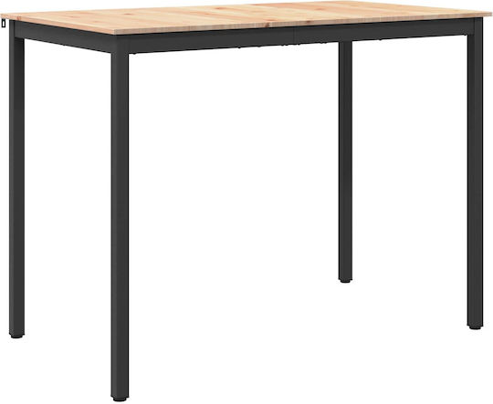 Table Bar from Solid Wood & Metal Natural 110x55x105cm