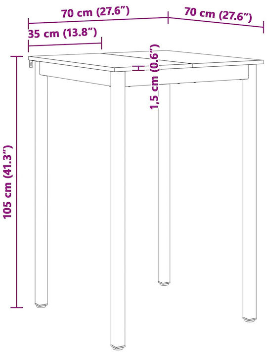 Table Bar from Solid Wood & Metal White 110x55x105cm
