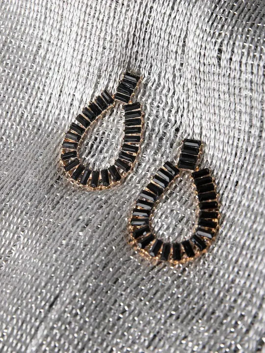 Black Black Earrings Pendant Stones