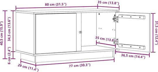 vidaXL TV Stand Made of Solid Wood Brown 80x35x40.5cm