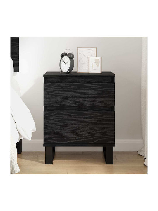 Metal Bedside Table With Glass Surface Black 40x35x50cm