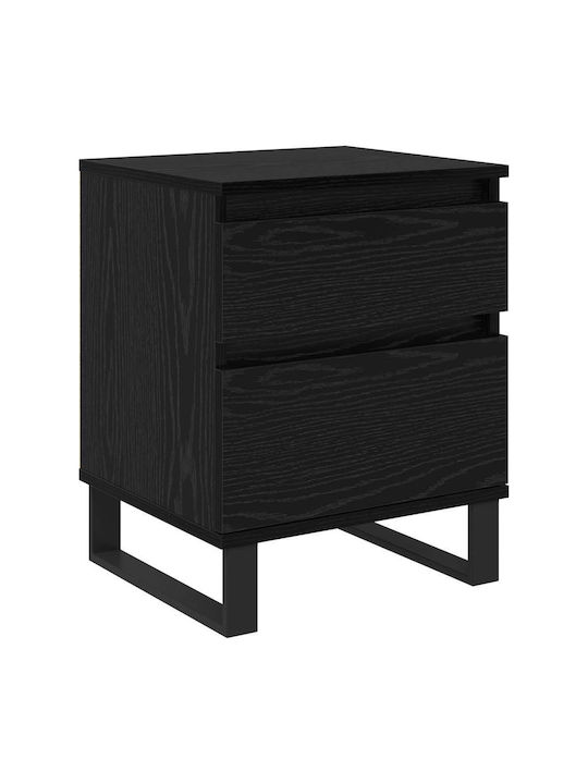 Metal Bedside Tables with Glass Surface Black 2 Pieces 40x35x50cm