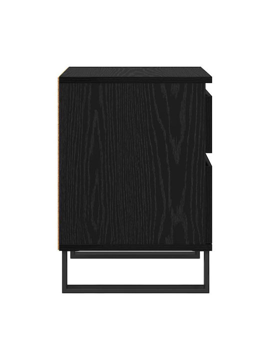Metal Bedside Table With Glass Surface Black 40x35x50cm