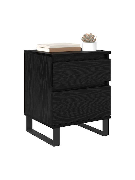 Metal Bedside Tables with Glass Surface Black 2 Pieces 40x35x50cm
