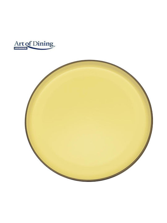 Heinner Medeea Shallow Ceramic Serving Plate Yellow with Diameter 27cm 6 Pieces