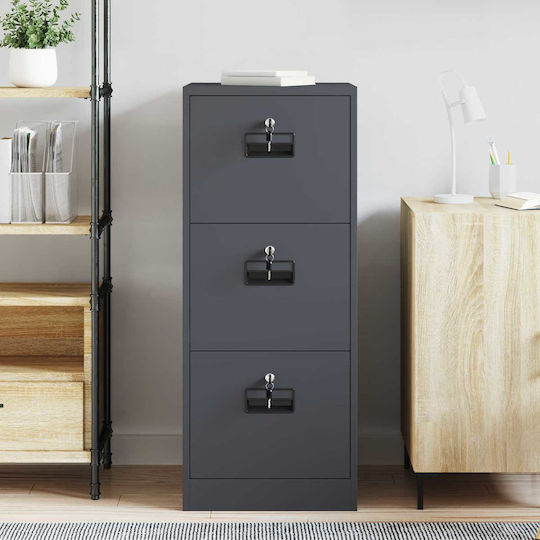 Metallische Büroaufbewahrungsschublade mit Schloss Anthrazit 44x50x106,5cm