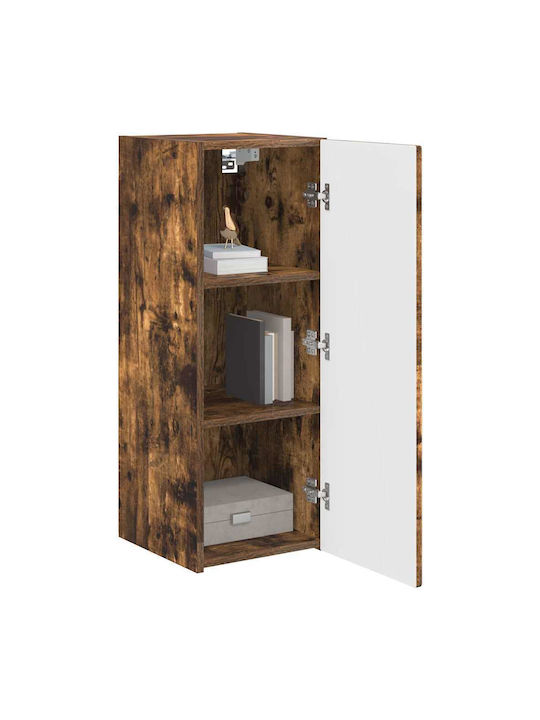 Wand Wohnzimmer Vitrine aus Spanplatte Rauch Eiche 30x31x80cm