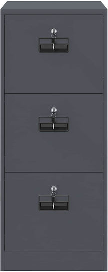 Metallische Büroaufbewahrungsschublade mit Schloss Anthrazit 44x50x106,5cm