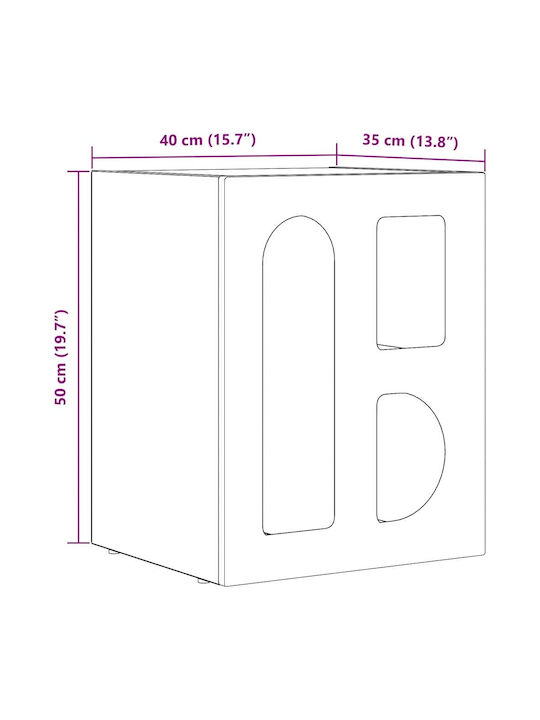 Κομοδίνο Ξύλινο Μαύρο 40x35x50cm