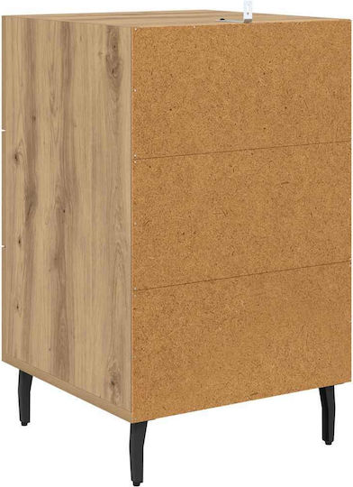 Metal Bedside Table with Glass Surface Brown 40x40x66cm