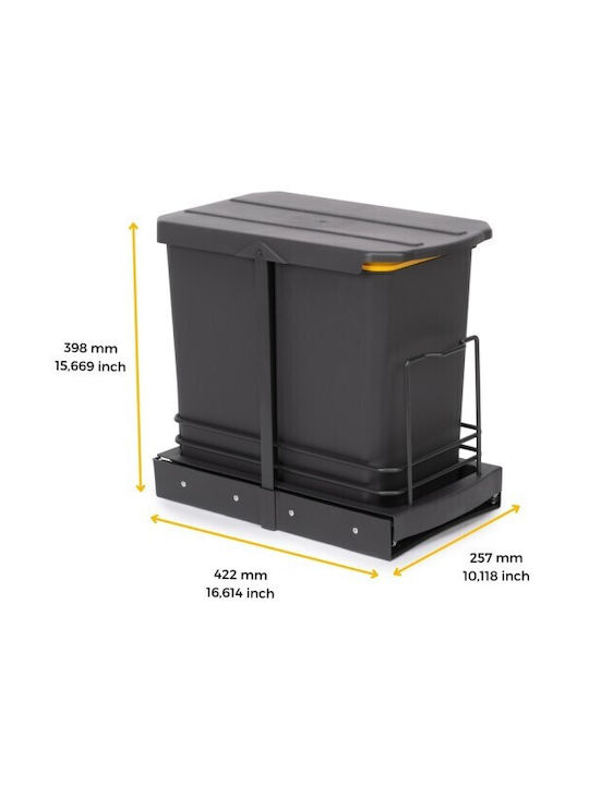 Emuca Waste Bin Recycling Plastic with Photocell Gray 12lt 2pcs