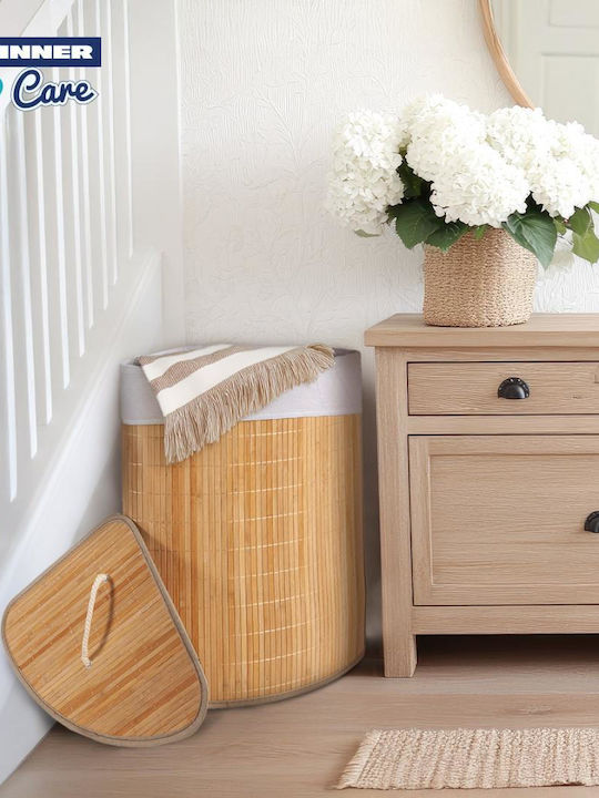 Heinner Καλάθι Απλύτων Bamboo Πτυσσόμενο 55lt με Καπάκι 35x35x60cm Καφέ