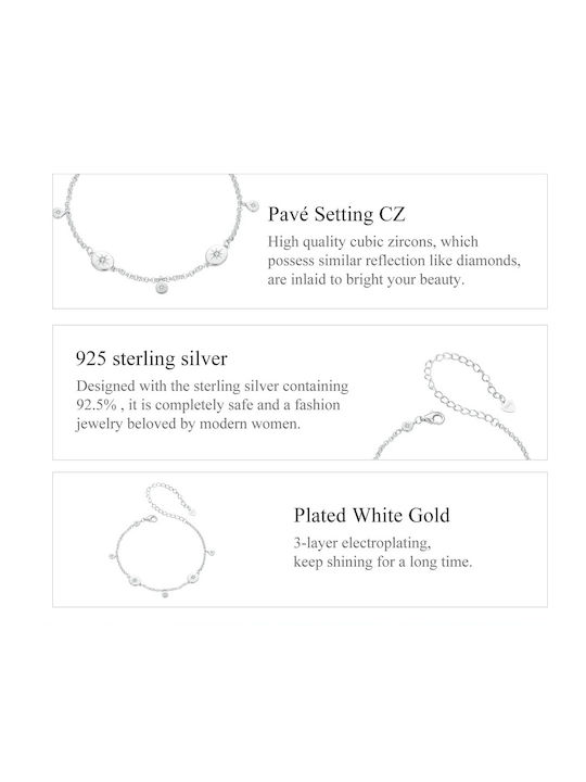 Bamoer Women's Bracelet Chain made of Silver Gold Plated with Zircon