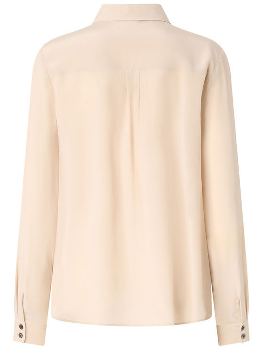 Crackers Women's Silky Long Sleeve Shirt Beige