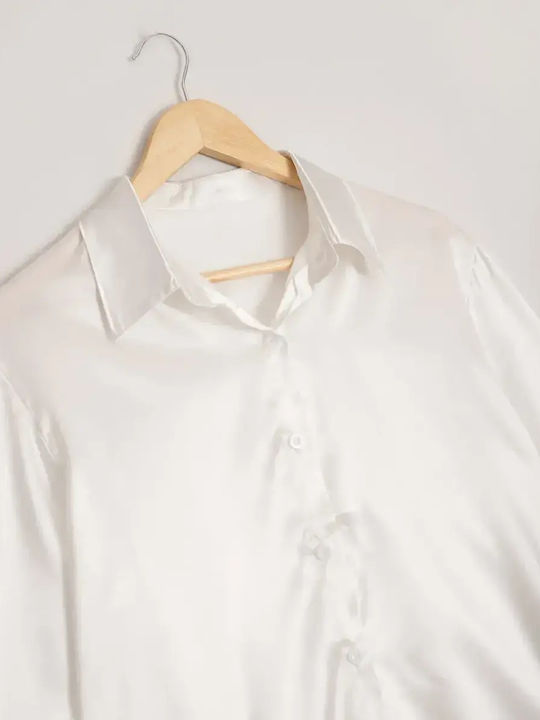 Satin Damenhemden Weiß Größe 2xl