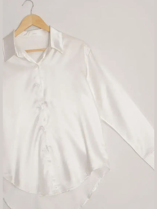 Satin Damenhemden Weiß Größe 2xl
