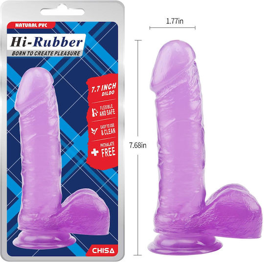 Chisa Novelties Hi Rubber Реалистично дилдо Със смукателна чашка Лилав