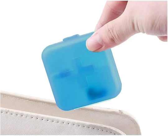 Organizator Portabil de Pastile cu 4 Compartimente Albastru