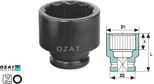 1/2'' Impact Socket Head 12 Points Short 28