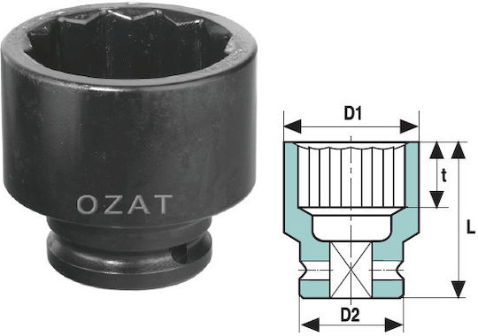 1/2'' Impact Socket Head 12 Points Short 1 5/16''