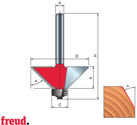 40 Winkel Cutter Hartmetall Z=2 Schaft Unterer Führungsring D 44 40-10608p