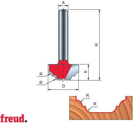 39 Freză Cilindrică Față Profil Complex Cu Vârf Din Carbură Z=2 Coada D 25,4 Mm 39-10208p
