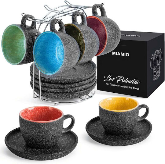 Miamio Set Căni Cappuccino De ceramică Multicolore 190ml 6buc