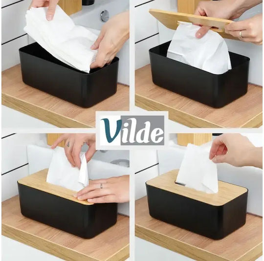 Vilde Θήκη για Χαρτομάντηλα Ξύλινη Μαύρη 24x13x9.5cm 567016