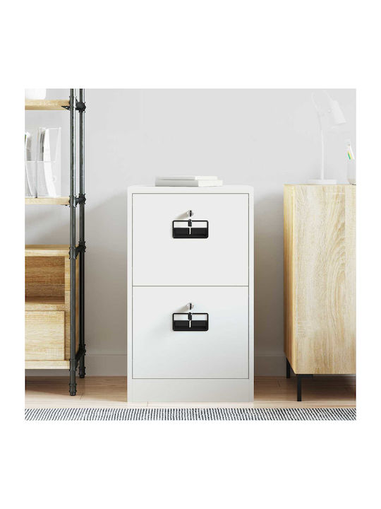 Office Storage Metal Drawer with Lock & Drawers White L44xW50xH106.5cm