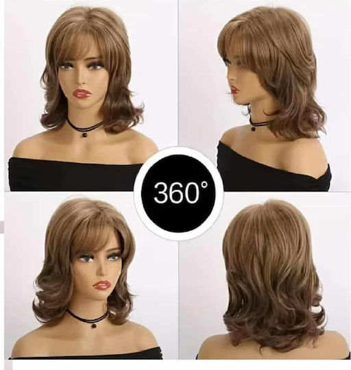 Wig with Synthetic Hair in Light Chestnut Color 37.5cm