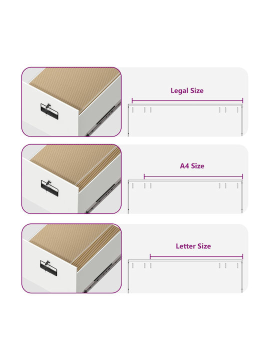 Office Storage Metal Drawer with Lock & Drawers White L44xW50xH106.5cm