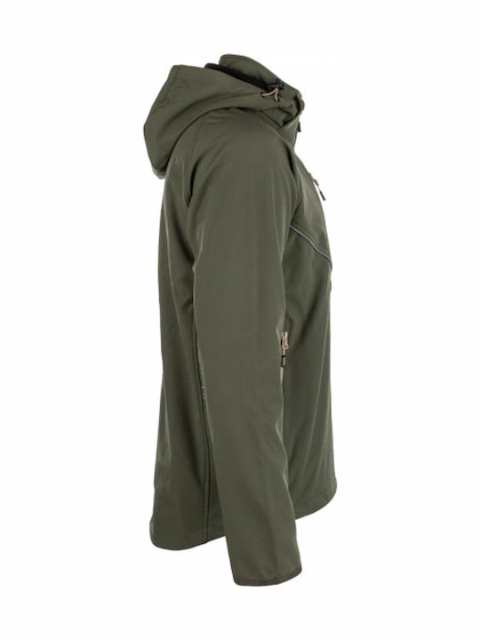 Bennon Force Work Jacket Reflective Softshell with Fleece Lining and Detachable Hood Khaki