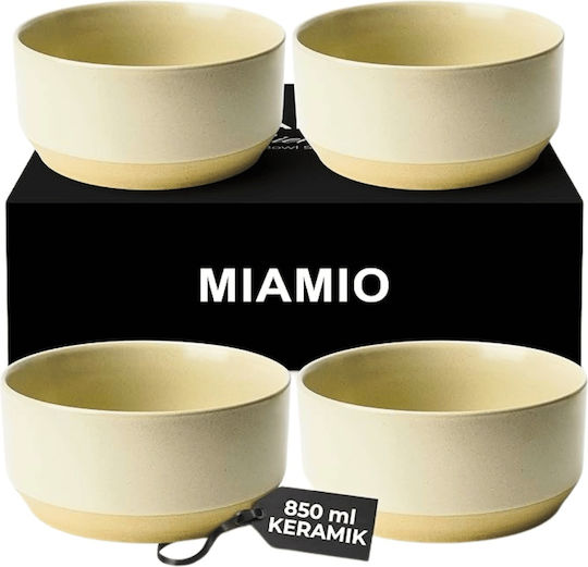 Miamio Servierschüssel Rund Keramik Beige mit Durchmesser 15cm 4Stück