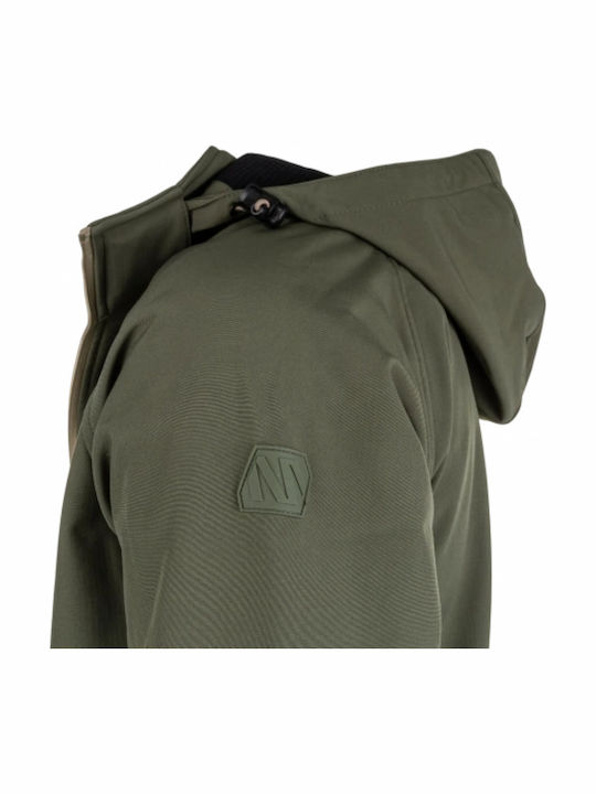 Bennon Force Work Jacket Reflective Softshell with Fleece Lining and Detachable Hood Khaki