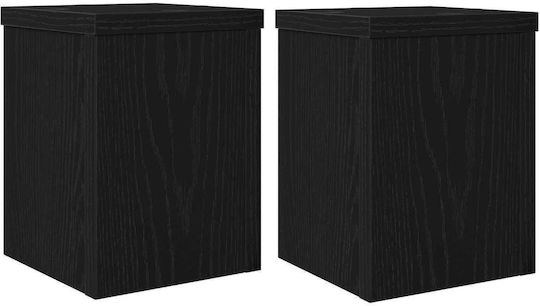 vidaXL Pot Stands Wooden Black 15cmx15cmx20cmcm. 2pcs