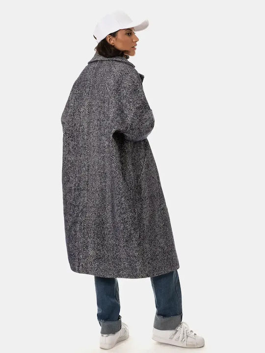 Oversized Damenmäntel Marineblaue Streifen Größe One Size
