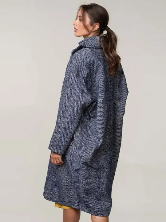 Oversized Damenmäntel Marineblaue Streifen Größe One Size