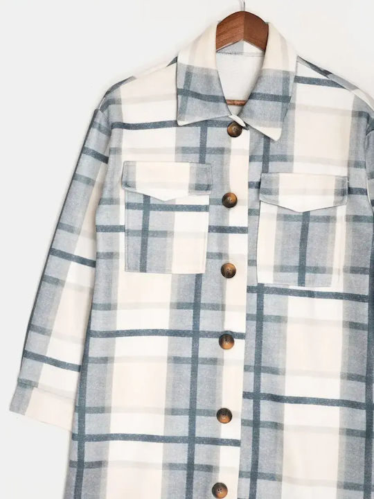 Γυναικείο Overshirt Γκρι Καρό Μέγεθος Xl
