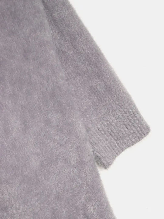 Fur Long Gray Cardigan Size One Size