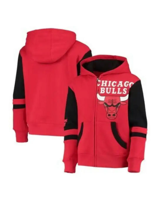 Kinder-Sweatshirt Strickjacke mit Kapuze und Taschen Rote Chicago Bulls