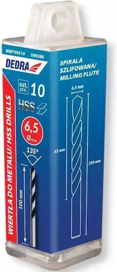 Dedra Set of 5 Drills HSS with Cylindrical Shank for Metal