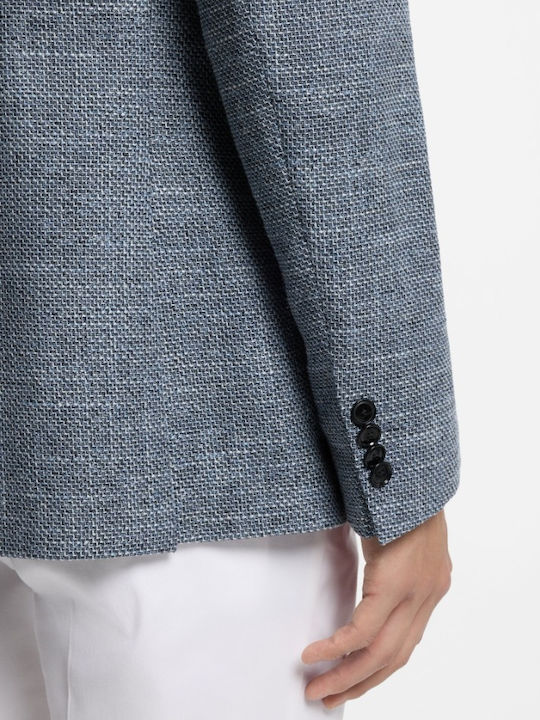 Summer Men's Suit Jacket with Regular Fit Blue