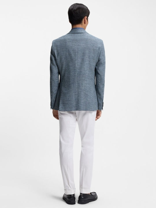 Summer Men's Suit Jacket with Regular Fit Blue