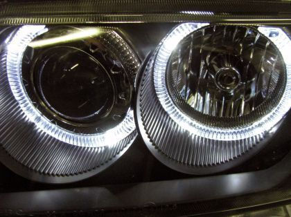 Front Car Lights Angel Eyes Bmw E39 1995-2003 Black H7 Bulbs Set 2 Pieces Swb07dib