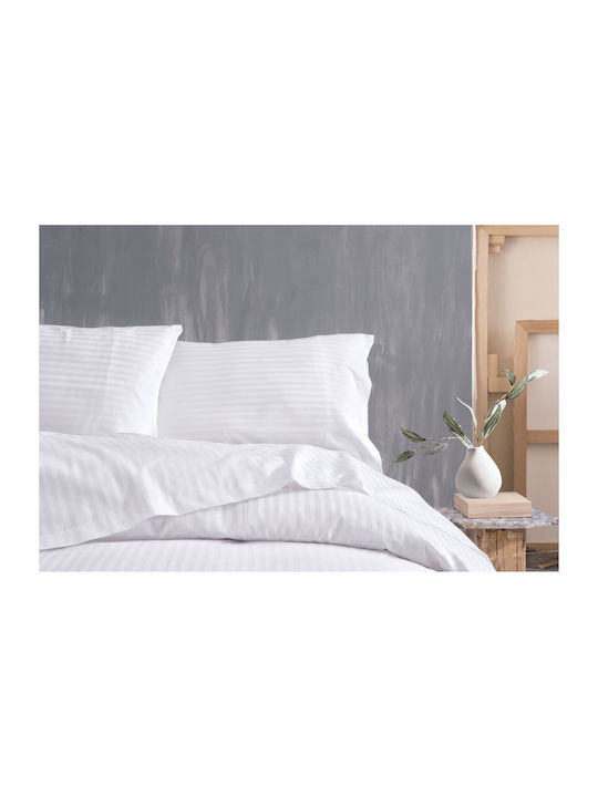 Rythmos Sheet King Size 280x300cm. Satin Stripes White