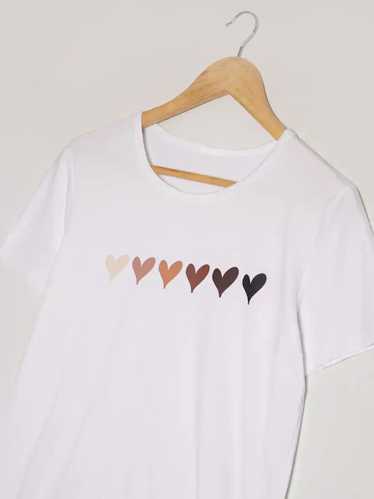 Basic T-shirt Τύπωμα Λευκό Μέγεθος 2xl