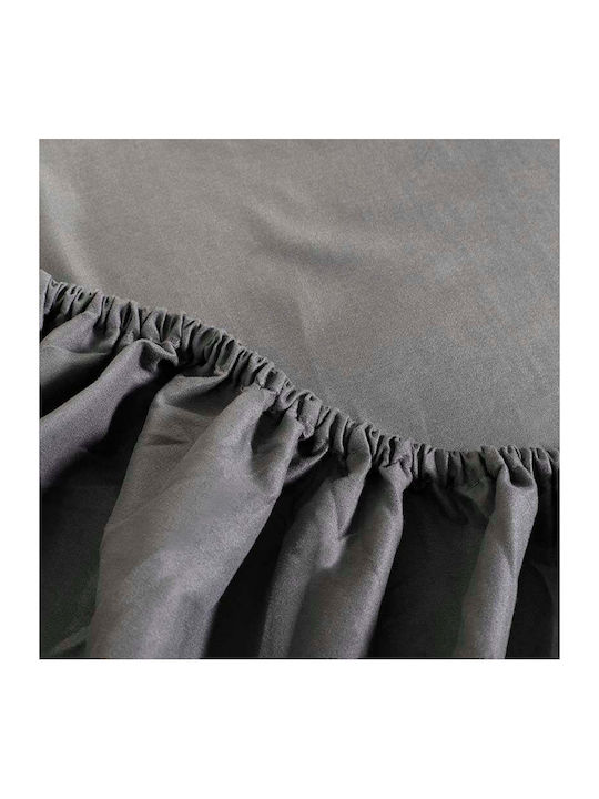Cannon Sheet Set with 2 Pillowcases Super-Double with Elastic 160x200+35cm. Dark Grey 3pcs