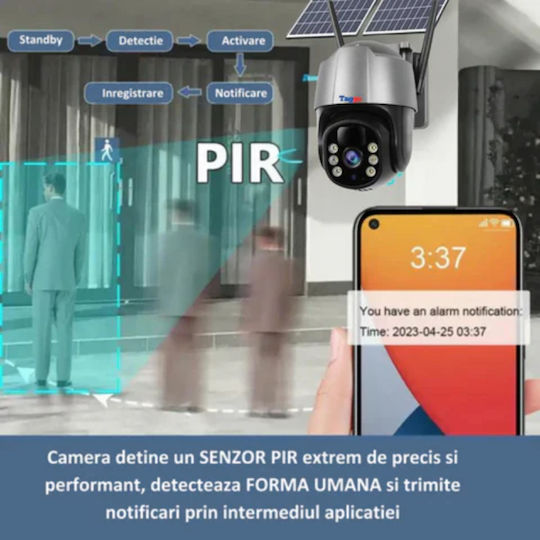 Cameră de Supraveghere Solară de Exterior 4G Cartelă SIM 5 MP 10x Zoom Full HD Cameră Dublă Panou Solar 10W IP66 Rezistentă la Apă + Card 64GB